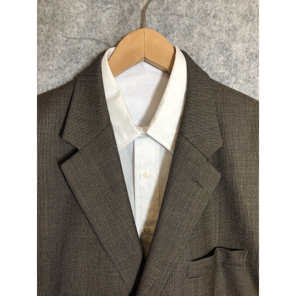 Joseph & Feiss Blazer Men 46R Brown Houndstooth 100% Wool Sport Coat Jacket